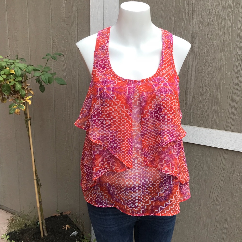 D2 Ecote sheer ruffle tank S - Picture 1 of 4
